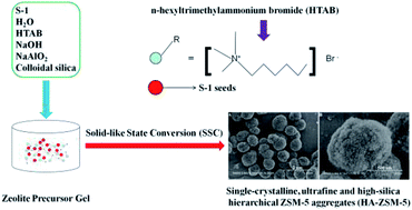 Graphical abstract: Controllable fabrication of single-crystalline, ultrafine and high-silica hierarchical ZSM-5 aggregates via solid-like state conversion