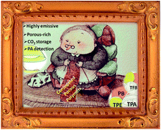 Graphical abstract: Synthesis of π-conjugated network polymers based on triphenylamine (TPA) and tetraphenylethylene (TPE) as building blocks via direct Pd-catalyzed reactions and their application in CO2 capture and explosive detection