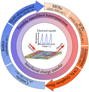 Graphical abstract: Tunable nanofibril heterojunctions for controlling interfacial charge transfer in chemiresistive gas sensors