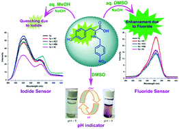 Graphical abstract: l-Tyrosine derived fluorescent molecular probes as solvent mediated flip-flop halide (iodide/fluoride) sensors and reversible chromogenic pH indicators