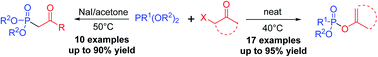 Graphical abstract: Regioselective O/C phosphorylation of α-chloroketones: a general method for the synthesis of enol phosphates and β-ketophosphonates via Perkow/Arbuzov reaction