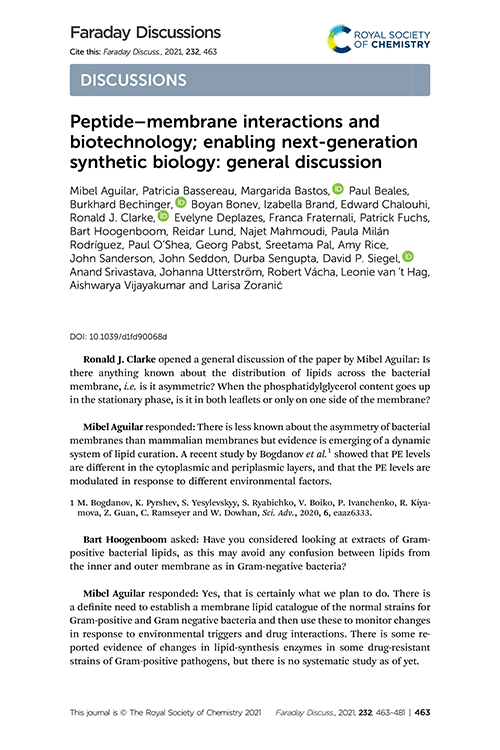 Peptide–membrane interactions and biotechnology; enabling next-generation synthetic biology: general discussion