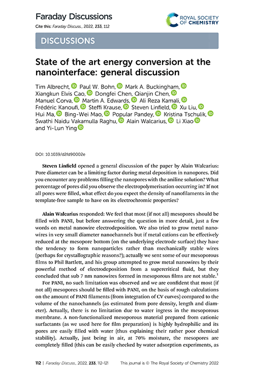 State of the art energy conversion at the nanointerface: general discussion