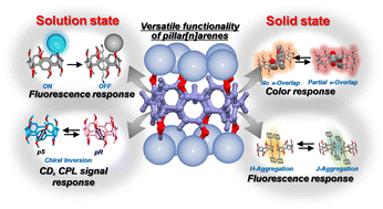 Graphical abstract: Functionalization of pillar[n]arenes towards optically responsive systems via host–guest interactions