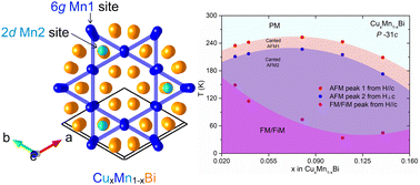 Graphical abstract: Magnetic order in a quenched-high-temperature-phase of Cu-doped MnBi