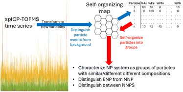 Graphical abstract: Self-organizing maps for the detection and classification of natural nanoparticles, nanoparticle systems and engineered nanoparticles characterized using single particle ICP-time-of-flight-MS