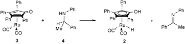 Graphical abstract: Mechanism of ruthenium-catalyzed hydrogen transfer reactions. Evidence for a stepwise transfer of CH and NH hydrogens from an amine to a (cyclopentadienone)ruthenium complex