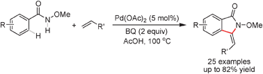 Graphical abstract: Synthesis of isoindolinones viapalladium-catalyzed C–H activation of N-methoxybenzamides