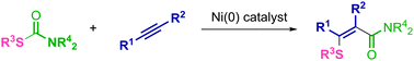 Graphical abstract: Nickel-catalysed synthesis of tetrasubstituted vinyl sulfides from thiocarbamates and internal alkynes