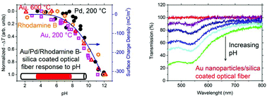 Graphical abstract: Novel silica surface charge density mediated control of the optical properties of embedded optically active materials and its application for fiber optic pH sensing at elevated temperatures