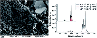 Graphical abstract: Synthesis, morphology and spectroscopic properties of red-luminescent rhombohedral YOF: Yb3+, Er3+ powders