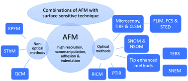 Graphical abstract: Recent advances in hybrid measurement methods based on atomic force microscopy and surface sensitive measurement techniques