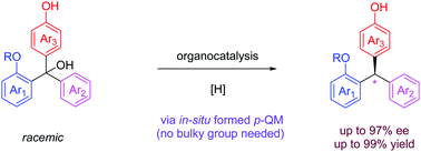 Graphical abstract: Enantioselective synthesis of triarylmethanes via organocatalytic transfer hydrogenation of para-quinone methides