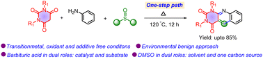 Graphical abstract: Autocatalytic and DMSO-promoted regioselective synthesis of pyrimidine-fused quinolines from anilines and barbituric acids