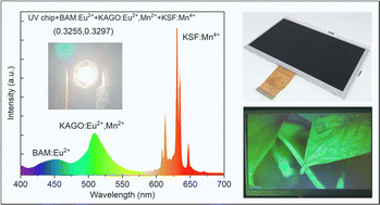 Graphical abstract: Enhanced narrow green emission via efficient energy transfer from Eu2+ to Mn2+ in KAl4Ga7O17 for backlit LCD displays