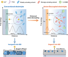 Graphical abstract: Anion-decoupled electrolytes enable stable cycling and fast interfacial kinetics for calcium metal anodes