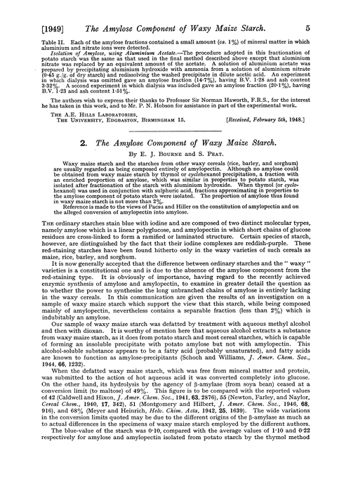 2. The amylose component of waxy maize starch