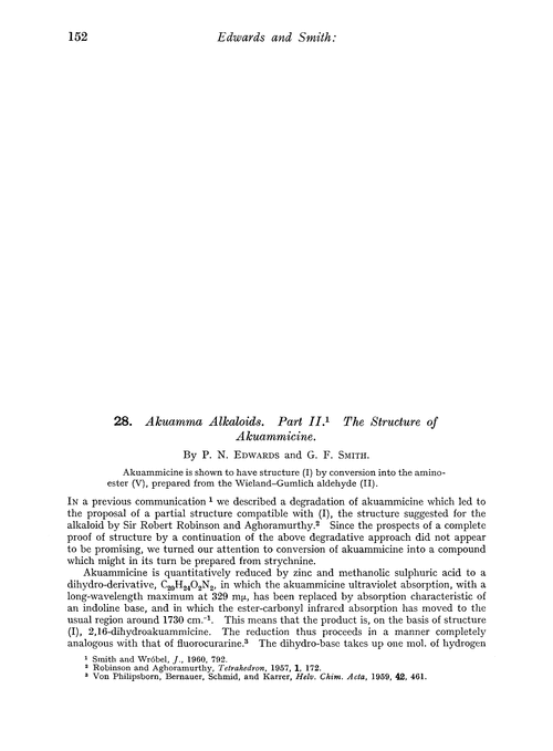 28. Akuamma alkaloids. Part II. The structure of akuammicine