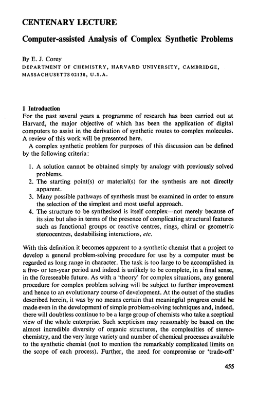 Centenary lecture. Computer-assisted analysis of complex synthetic problems