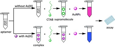 Graphical abstract: Ultrasensitive aptamer biosensor for arsenic(iii) detection in aqueous solution based on surfactant-induced aggregation of gold nanoparticles