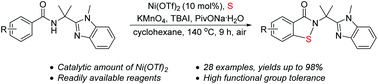 Graphical abstract: Nickel(ii)-catalyzed C(sp2)–H sulfuration/annulation with elemental sulfur: selective access to benzoisothiazolones
