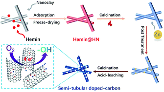 Graphical abstract: Boosting the primary Zn–air battery oxygen reduction performance with mesopore-dominated semi-tubular doped-carbon nanostructures