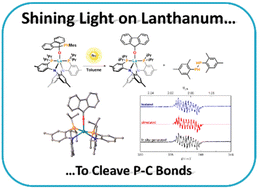 Graphical abstract: Light-induced splitting of P–C bonds in a lanthanum(iii) hemiphosphinal complex