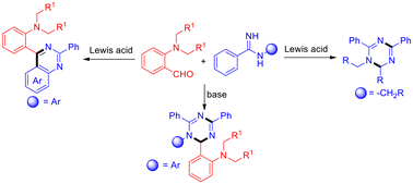 Graphical abstract: Substrate- and reagent-dependent selective annulation of amidines and 2-tert-amino benzaldehydes