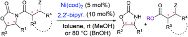 Graphical abstract: Ni-Catalyzed chemoselective alcoholysis of N-acyloxazolidinones