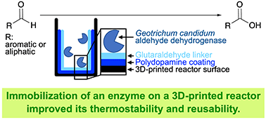 Graphical abstract: Enzyme immobilization on a 3D-printed reactor for aldehyde oxidation to carboxylic acid under mild conditions