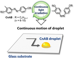 Graphical abstract: Photo-controllable azobenzene microdroplets on an open surface and their application as transporters