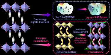 Graphical abstract: Constructing a photoferroelectric semiconductor by regulating non-covalent interactions through halogen substitution