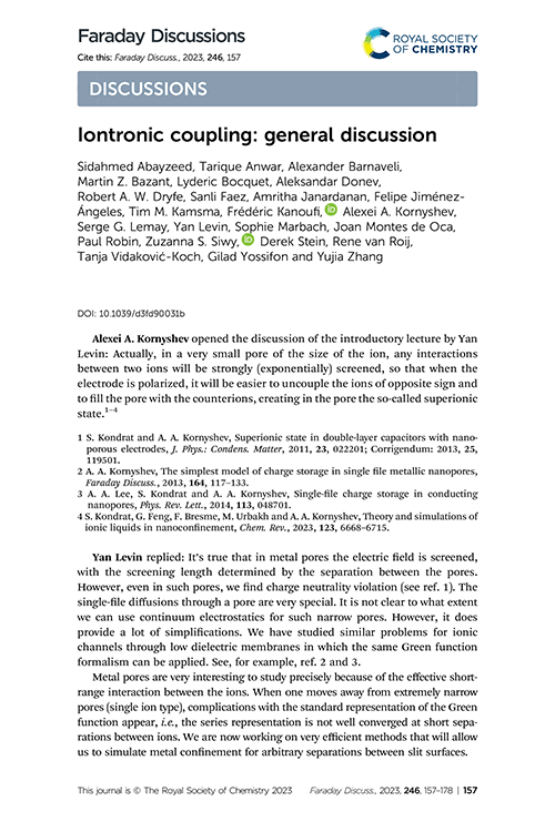 Iontronic coupling: general discussion