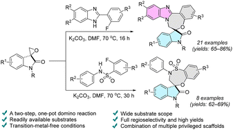 Graphical abstract: Synthesis of benzimidazole-fused 1,4-benzoxazepines and benzosultams spiro-connected to a 2-oxindole core via a tandem epoxide-opening/SNAr approach