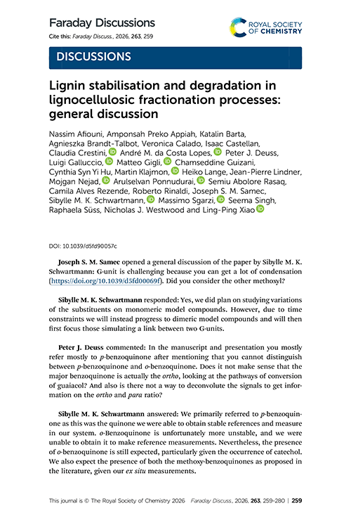 Lignin stabilisation and degradation in lignocellulosic fractionation processes: general discussion