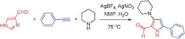 Graphical abstract: Direct synthesis of pyrrolesvia a silver-promoted three-component reaction involving unusual imidazole ring opening