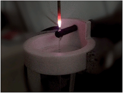 Graphical abstract: Design modification of a solution-cathode glow discharge-atomic emission spectrometer for the determination of trace metals in titanium dioxide