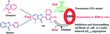 Graphical abstract: Design, synthesis and evaluation of clioquinol–ebselen hybrids as multi-target-directed ligands against Alzheimer's disease