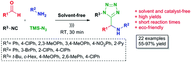 Graphical abstract: Endogenous water-triggered and ultrasound accelerated synthesis of 1,5-disubstituted tetrazoles via a solvent and catalyst-free Ugi-azide reaction