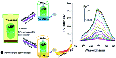 Graphical abstract: Time-efficient syntheses of nitrogen and sulfur co-doped graphene quantum dots with tunable luminescence and their sensing applications