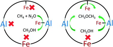 Graphical abstract: Investigating the influence of acid sites in continuous methane oxidation with N2O over Fe/MFI zeolites