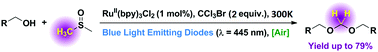 Graphical abstract: Dimethyl sulfoxide as a “methylene” source: Ru(ii) photo-catalysed facile synthesis of acetals from alcohols