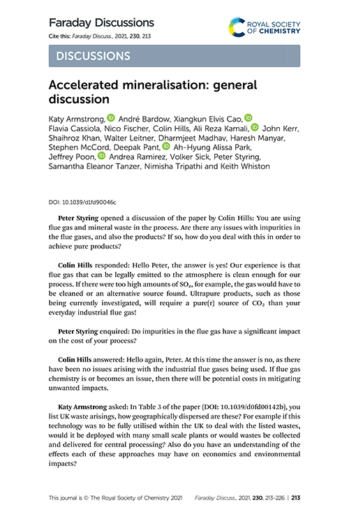 Accelerated mineralisation: general discussion