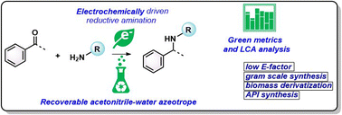Graphical abstract: A waste-minimized protocol for electrochemical reductive amination and its environmental assessment