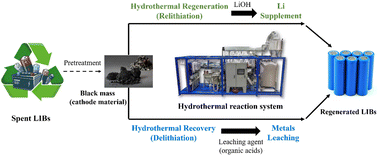 Graphical abstract: Recycling of spent lithium-ion batteries via the hydrothermal process