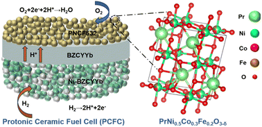 Graphical abstract: Effect of Fe doping on the oxygen reduction reaction activity of a PrNi0.5Co0.5O3−δ cathode for protonic ceramic fuel cells