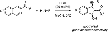 Graphical abstract: Stereoselective synthesis of aminoindanols via an efficient cascade aza-Michael–aldol reaction