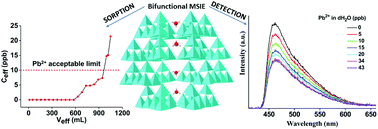 Graphical abstract: A bifunctional robust metal sulfide with highly selective capture of Pb2+ ions and luminescence sensing ability for heavy metals in aqueous media