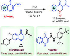 Graphical abstract: Practical synthesis of quinolone drugs via a novel TsCl-mediated domino reaction sequence