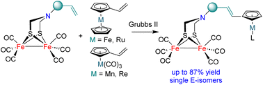 Graphical abstract: A cross-metathesis approach for polymetallic [FeFe]-hydrogenase mimics